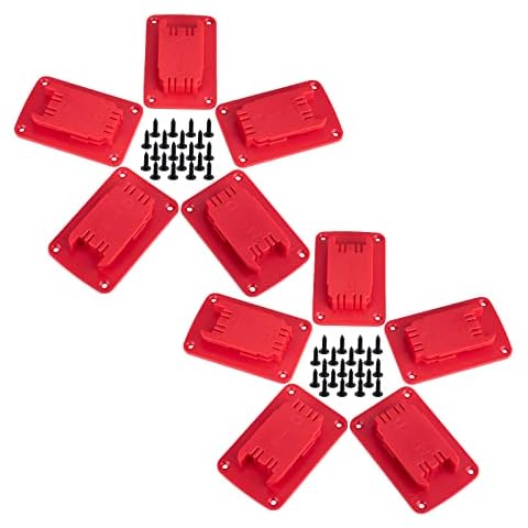 10 Packs Tool Holder Mount for Milwaukee M18 Tool,Also Fit for Dewalt 20V, 12V Dril Holder,Hanger (Lot of 10，Red) Cover