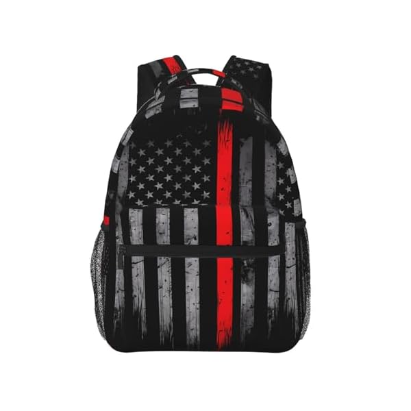 Thin-Red-Line-American-Flag-Firefighter-Backpack-Casual-Pack-Bag-Laptop-Backpack-With-Side-Pocket-Front-Zipper-Pocket-Bookpack-Travel-Daypack-Picnic-Rucksack Noasqll Thin Red Line American Flag Firefighter Backpack Casual Pack Bag Laptop Backpack With Side Pocket Front Zipper Pocket Bookpack Travel Daypack Picnic Rucksack
