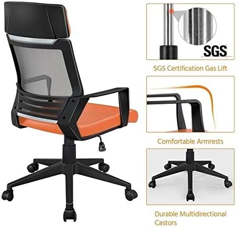 Office Chair Executive Office Chair w/Headrest Leather Seat Computer Desk Chair Orange Desk Chair Gaming Chair