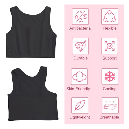 Brust Binder für Transgender, Tomboy Brust binder Unterwäsche Tanktops Bandage Trans Breathable Side Haken Bustier BH Damen Korsett Sport BH Tank Tops Korsetts Kurzer Chest Binder Top für Damen, XL