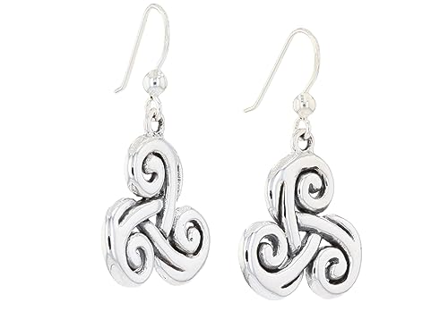 Sterling Silver Celtic Spiral Triskele Trinity Knot Dangle Earrings2