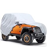 KAKIT 5 Layers Jeep Cover for Jeep Wrangler CJ,YJ, TJ,& JK 2 Door 1987-2017, Waterproof Windproof Dustproof All Weather Prevention Car Cover for Jeep, Windproof Ribbon & Anti-theft Lock