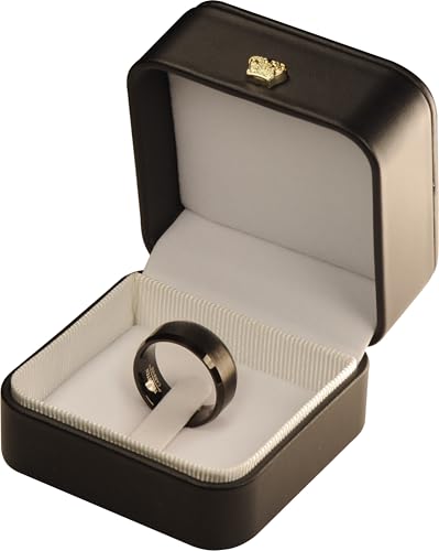 LAODA Black Ring Box for Men for Engagement Wedding Proposal Luxury PU Leather Material Ring Storage Holder Box with Clip for Mens Thick Wide Wedding Band and Womens Big Rings