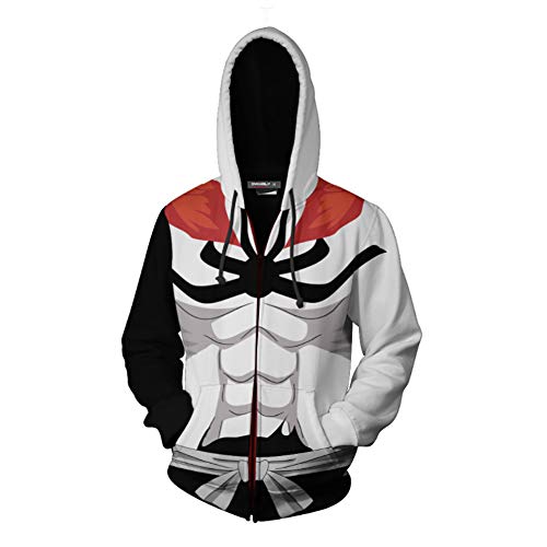 Anime Bleach Hoodie, Anime Kurosaki Ichigo Hoodie Pullover Sweatshirt, Unisex 3D Printed Zipper Hoodie Chaqueta de Manga Larga con Bolsillos para Hombres y Mujeres Cover