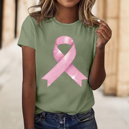 Shirts for Women Breast Cancer Shirt Pink Ribbon Tee Breast Cancer Awareness Inspirational Tops Survivor Gifts Tees - image 2