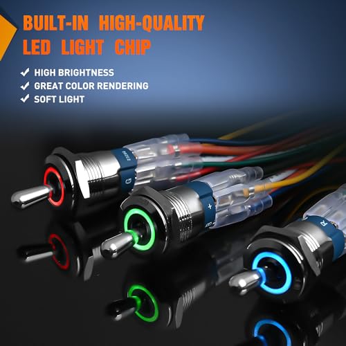Image of Nilight 3PCS RGB Toggle Switch RED Green Blue LED Lighted w /Wired Harness