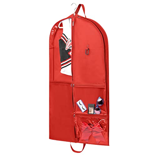 Knight Bag Company- 40 inch Garment Bag with PVC Pouches (Cardinal Red)