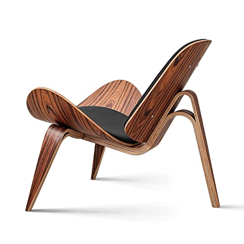 Sillón moderno tipo concha estructura madera miniatura 4