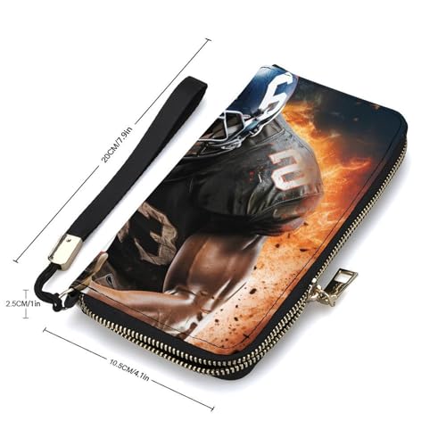 Cool American Football Wallet, Elegant Wristlet Wallet with Multi-Card Slots, PU Leather Long Purse for Women, Men2
