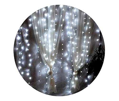 Cortina de Luz Led Pisca 300 led 3mx2m Branca Fria Fixa 127v