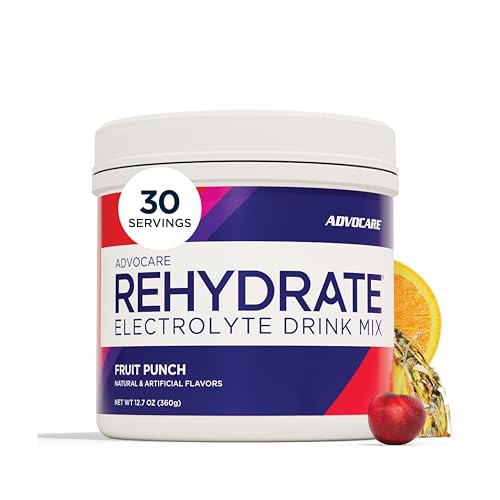 AdvoCare Rehydrate - Electrolyte Drink Mix - Includes Magnesium Sodium Potassium & Calcium - Antioxidant & Amino Acid Fortified - Supports Hydration & Recovery - Fruit Punch 12.7 oz