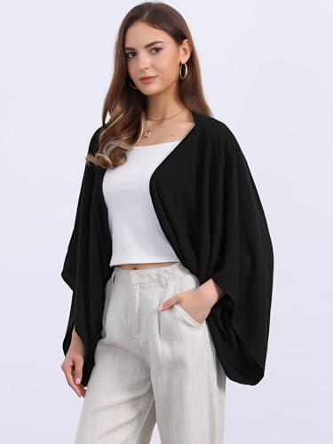 Image of Seta T Women's Linen Cardigan Spring Summer 3 /4 Sleeve Open Front Loose Cover Ups Lightweight Shrug