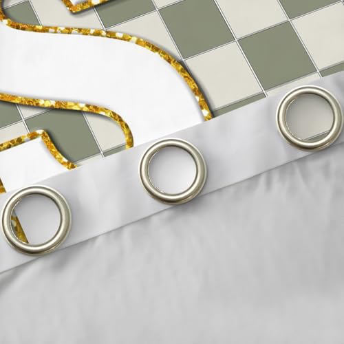 Image of Erosebridal Sage Green Checkered Blackout Curtains for Bedroom Living Room Plaid Initial S Window Curtains 2 Panels 52 inch Wx84 L Personalized Monogram Drapes,Grids Gingham Window Treatments