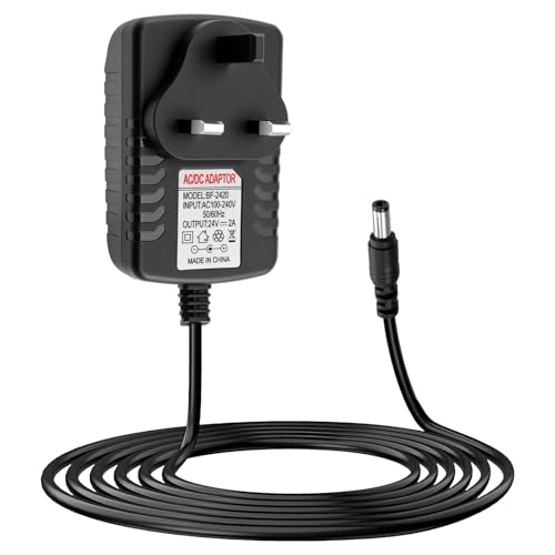 24V 2A Power Supply Adapter 100-240V 50/60hz AC to DC Transformer Charger for Submersible Pumps LED Strip Light CCTV Camera Speaker Label Makers Video Beamer Adaptor (DC Jack 5.5 * 2.5mm 1m)