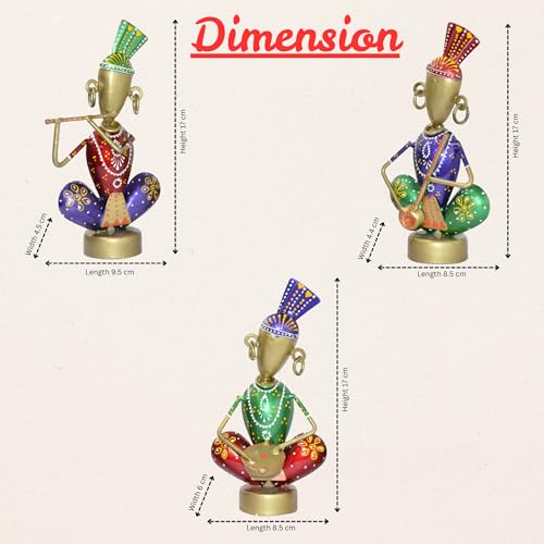 Image of CraftVatika Home Decoration Items for Living Room, Rajasthani Decorative Musician Showpiece Items, Aesthetic Home Decor, Anniversary Birthday Wedding Return Housewarming Gifts for Woman Man, Set of 3