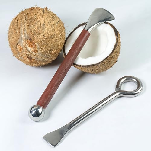 Image of Bmado Pure Premium Stainless Steel Coconut Breaker & Slicer Combo | Heavy-Duty Coconut Cracker Stick for Easy Splitting & Cutting | Durable, Rust-Resistant Kitchen Tool