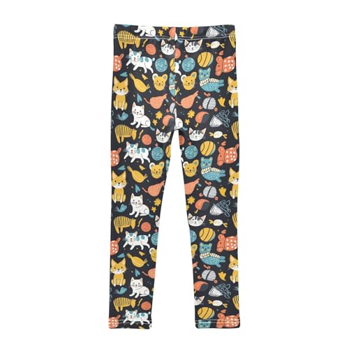 Girls Leggings Pet Cat Colorful Toys Toddler Girls Clothes Toddler Comfortable Bottoms Girl Leggings 3T-10Y2