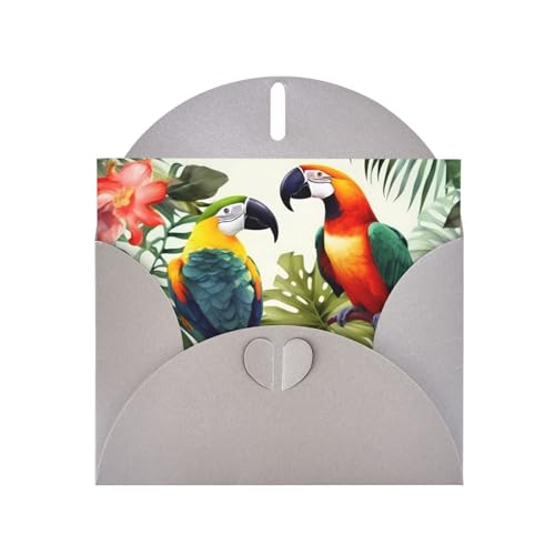 DWVTSLH オオハシ オウム ヤシの木の葉 グリーティングカード 封筒とステッカー付き 空白のメモカード 4x6インチ バースデーカード ポップアップサンキューカード あらゆる機会に最適なステーショナリーセット