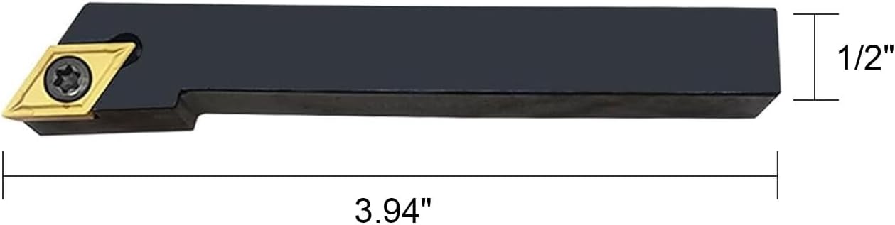 1pcs 1/2" SDJCR1212H11 Holder with 10pcs DCMT32.51 /DCMT11T304 Multilayer Coated CNC Lathe Inserts for SDJCR Lathe Turning Tool Holder Replacement Insert