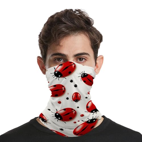 Red Ladybug Neck Gaiter Face Cover Scarf, Breathable Sun Balaclava for Skiing Fishing Hiking Cycling4