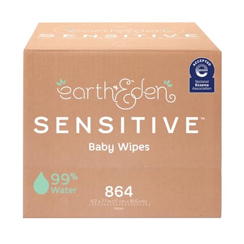 Image of Earth & Eden Sensitive Baby Wipes (72 per Pack) - Eco-Conscious & Hypoallergenic - No Harsh Chemicals - Gentle on Skin - Dermatologically Approved - 6.7 x 7.7 Inch