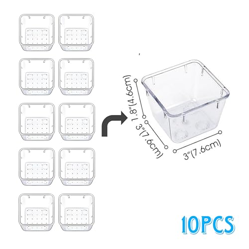 Image of mechdel Drawer Organizer Set /Bathroom and Dressing Table Trays /Cosmetic Display /Bathroom Cosmetic Organizers /Unbreakable Drawer Organizer /Drawer Divider Tray (Transparent, (3 x 3) -10PCS)