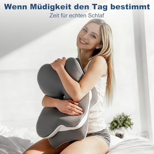 Nackenkissen Kopfkissen, Nackenstützkissen mit 3D-Nackenstütze, CertiPUR-US & OEKO-TEX zertifiziert, Seitenschläferkissen mit Atmungsaktivem Waschbarem Bezug, für Seiten-, Rücken- & Bauchschläfer