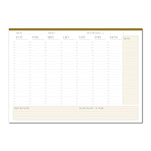 DNA – Planner settimanale scrivania, organizer A4 (27,9×21) con fogli a strappo, planning settimanale da tavolo 2024 senza date, agenda da tavolo personalizzabile per appuntamentii (A4)
