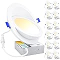 Ensenior 12 Pack 6 inch LED Eyeball Recessed Lighting, 360°+90° Rotatable and 2700K-5000K Selectable, Dimmable Gimbal Recessed Lights, Canless Angled Adjustable Ceiling Downlight, 1300LM, 13W=115W-FCC