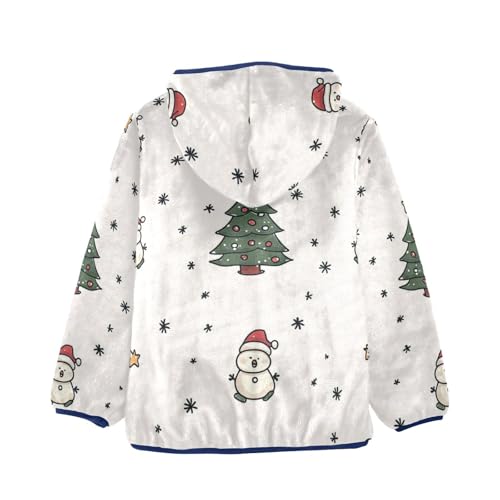 Christmas Tree and Snowman Girls Fleece Jacket Girls Fall Jacket Girls Zip Up Hoodie Girls Sherpa Jacket 2-10T2