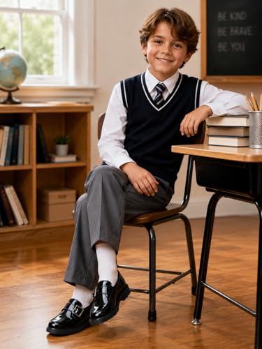 Image of KIDSUN Toddler Boy's Girl's Dress Shoes Comfort Lace-Up Oxford School Uniform Shoes Loafer Flats (Toddler /Little Kid)