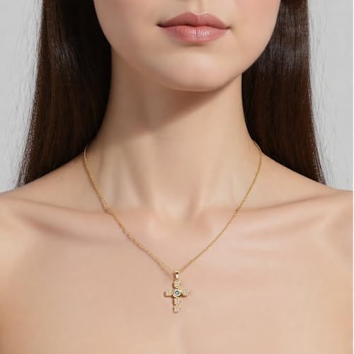 Gold Cross Necklace for Women 14K Gold Plated/Silver Layered Cross Choker Dainty Tiny Double Sideway Cross Pendant Necklace Trendy Jewelry Gifts for Women4