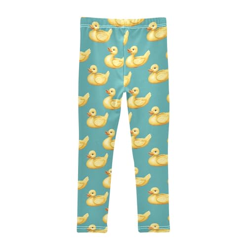 Girls Leggings Cartoon Yellow Ducks Teal Soft Toddler Leggings for Girls Kids Pants Size 4T-10T2