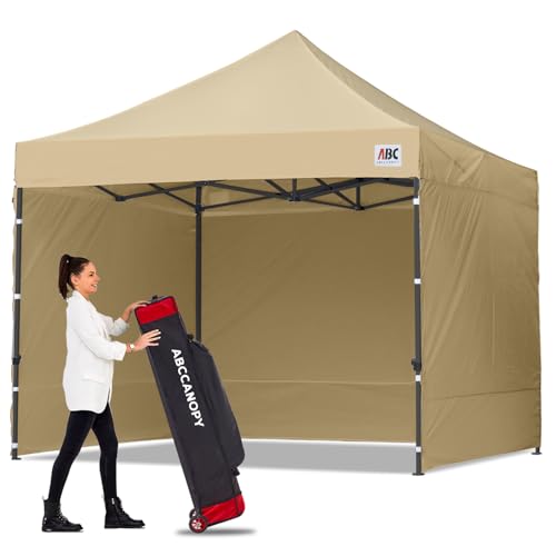 Image of ABCCANOPY Heavy Duty Easy Pop up Canopy Tent with Sidewalls 10x10, Beige
