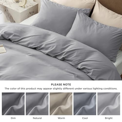 Bedsure Double Duvet Cover Set - Brushed Microfiber Bed Cover Set with Zipper Closure, Quilt Bedding Cover with 2 Pillowcases, Light Grey - Image 7