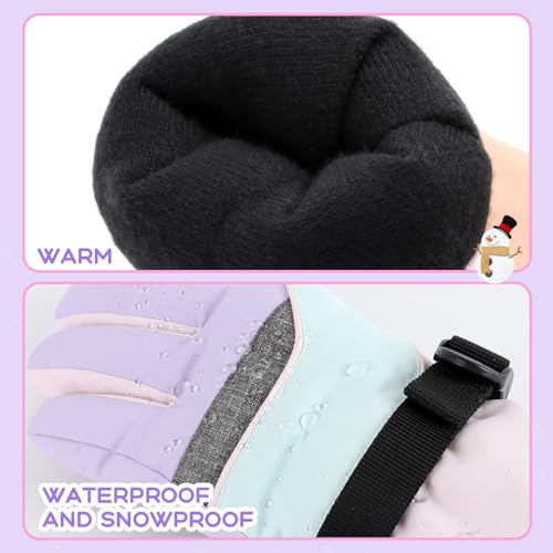 Image of Duoyeree Kids Winter Gloves, Waterproof 5-Finger Ski Gloves 4-13Y