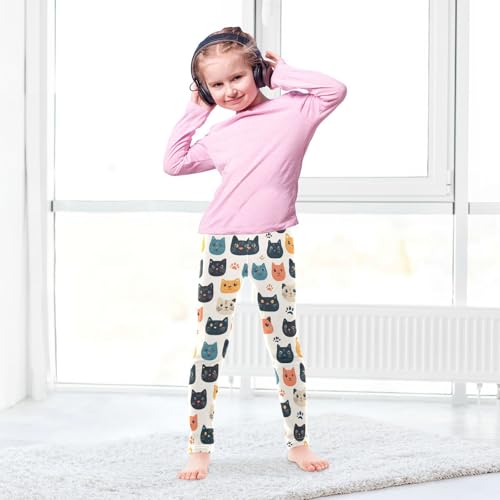 Cats Paws Girls' Leggings Toddler Doodles Kids Yoga Pants Dance Active Tights 4T4