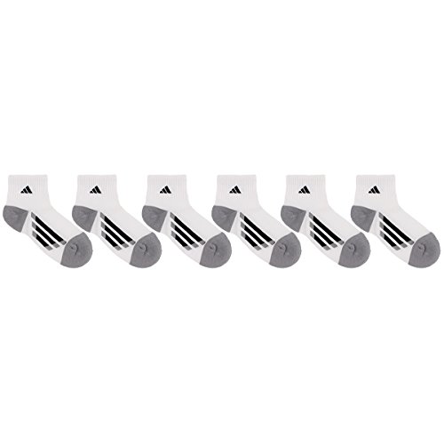 Adidas Boys' Yth Vert Stripe 6-Pack Quarter, White/Black/Light Onix, Medium #TOP3