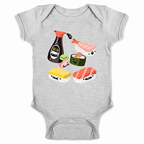 Sushi Kawaii Cute Funny Food Cartoon Infant Bodysuit for Babies Grey 6M