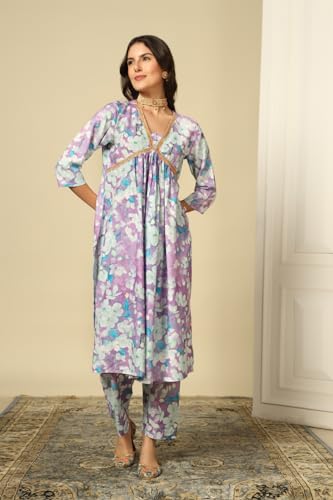 Image of Leriya Fashion Black Kurta Set for Woman | Kurti Set for Woman | Anarkali Suit for Women Kurtis | Short Kurti for Women | Ethnic Jaipuri Straight Kurta Set with Palazzo Pants | Salwar Suit for Party Outfits