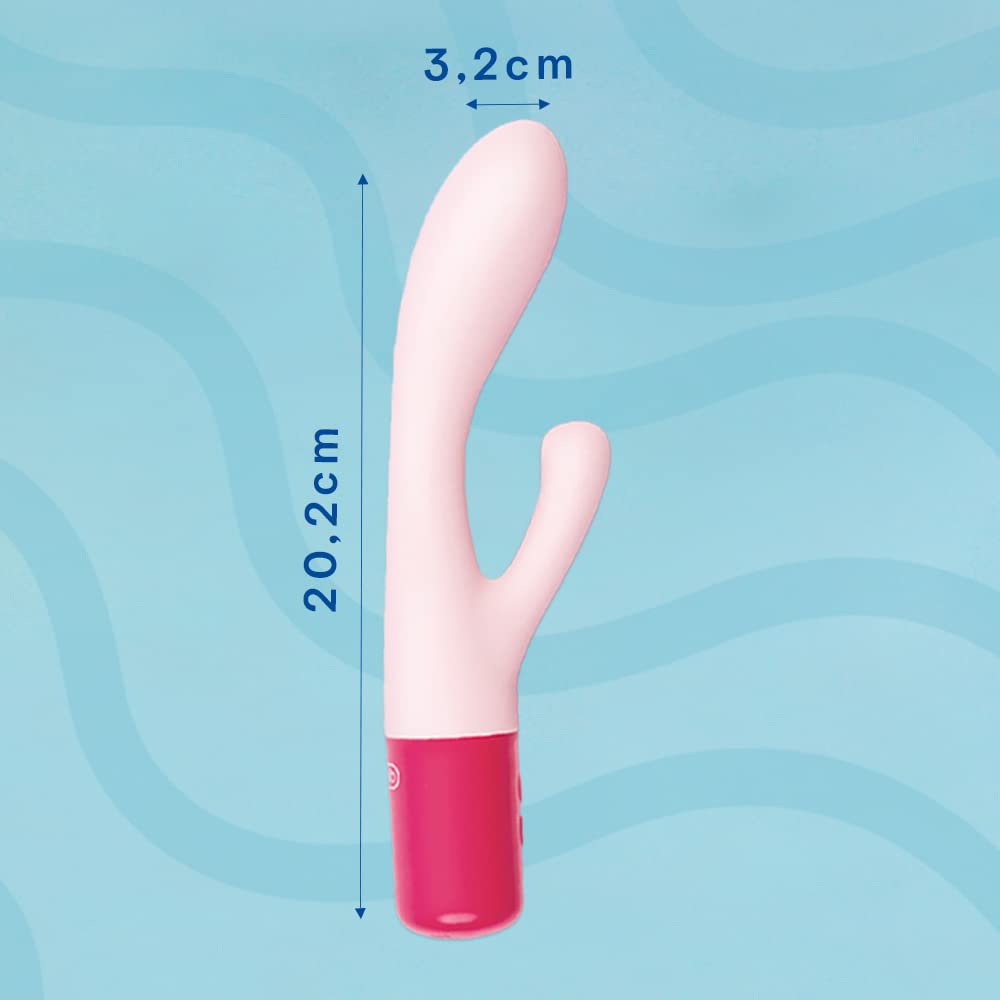 Durex Play Maxi Fun, Sex Toy, Massaggiatore Rabbit a Doppia Estremità, Vibratore per Stimolazione Combinata di Vagina e Clitoride, Waterproof