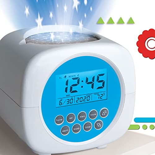 Discovery Kids Sound Machine Alarm Clock With Stars Projection, 6 Nature Sound Soother Therapy Tracks, Temperature And Date Display, Battery-Powered, Alarm And Timer Functions #TOP4
