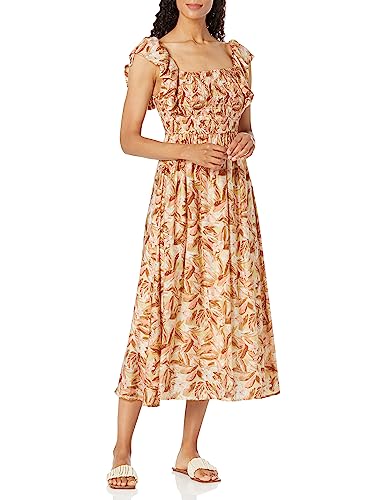 Amazon.com: Moon River Women's Ruffle Smocked Shirred midi Dress, Brown Multi, S : Clothing, Shoes & Jewelry Amazon.com: Moon River Women's Ruffle Smocked Shirred midi Dress, Brown Multi, S : Clothing, Shoes & Jewelry