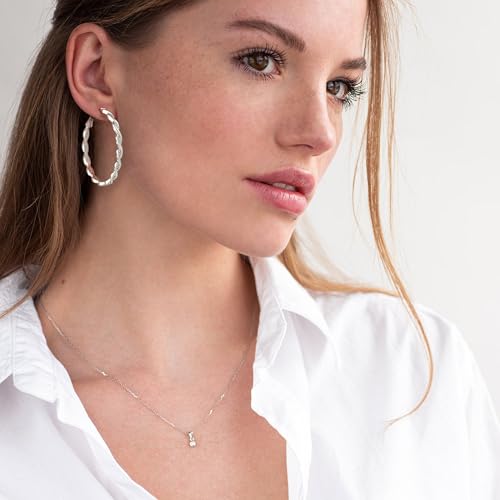 RANKEEF Large Twisted Hoop Earrings for Women with Shiny Cubic Zirconia Hypoallergenic 925 Silver Post Forever Love Hoops Trendy 3D Laser-Cut Sturdy Lightweight Big Twisted Gold Hoops2