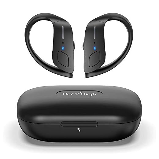 HolyHigh Sports Wireless Earbuds Bluetooth 5.0 Headphones with Earhooks 30H Play Time with Charging Case in Ear Stereo Sound Earphones with Mic for Running Workout Gym for iPhone Android