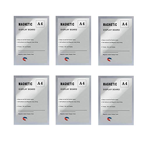 GUOHONG Magnetic Display Frame, Window Sign Holder Double Sided and Adhesive for Wall/Door/Refrigerator, PVC Reference Photo Frame (Silver 8.5x11'', 6 Pack)
