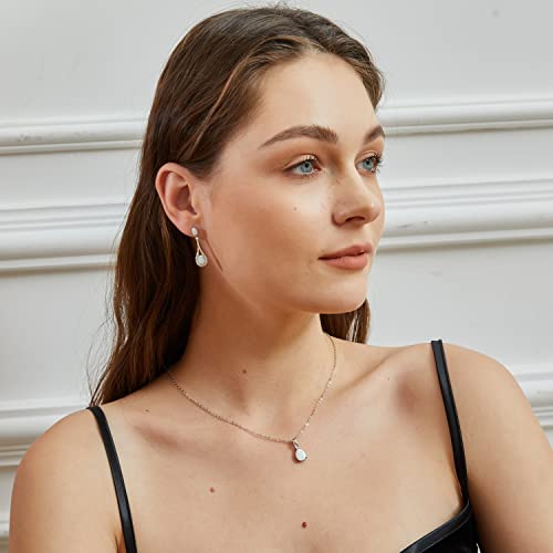 VOLUKA White Fire Opal Pendant Necklace for Women Gemstone Birthstone Jewelry Gifts for Girls …3