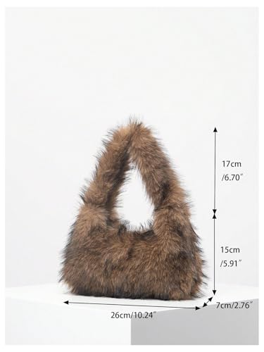Bolso de hombro de felpa sintética para mujer miniatura 6