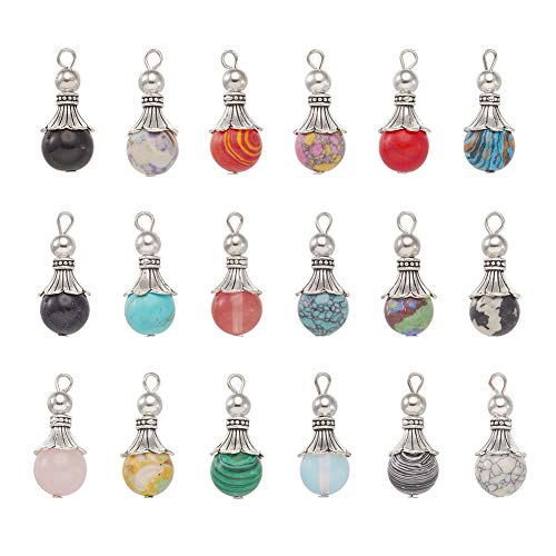 Fashewelry 50Pcs Snowcone Shaped Mixed Stone Pendants Healing Crystal Quartz Chakra Reiki Gemstone Charms for Necklace Jewelry Making Hole: 2.5mm Fashewelry 50Pcs Snowcone Shaped Mixed Stone Pendants Healing Crystal Quartz Chakra Reiki Gemstone Charms for Necklace Jewelry Making Hole: 2.5mm