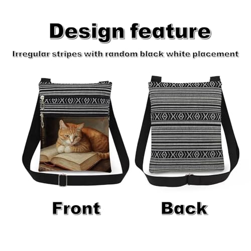 Orange Cat Printed Crossbody Bag Adjustable Shoulder Strap Messenger Bag Stylish Travel Crossbody Purse Birthday Gift Idea for Cat Lovers Women Men Teens Halloween Christmas Gift 7